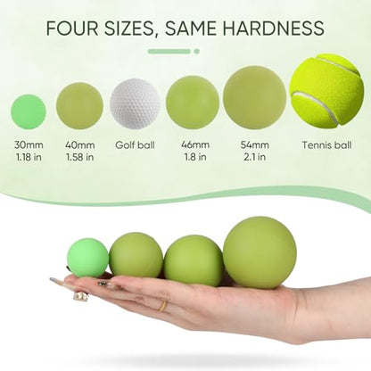 Firm Massage Lacrosse Ball Set, 4 Sizes for Myofascial Release