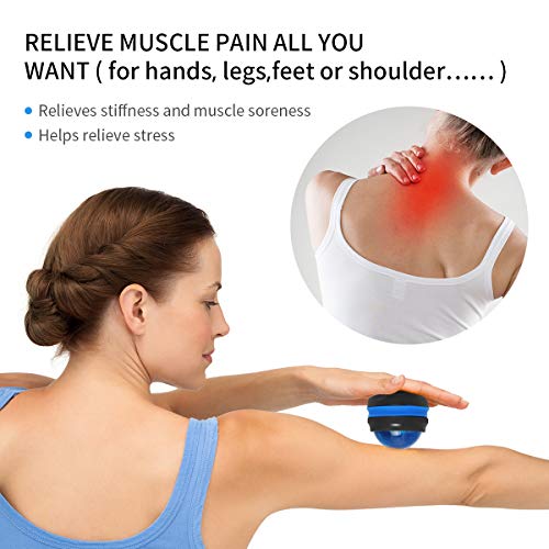 Coolrunner Massage Ball, 2-Pack Handheld Manual Roller Massager | Self Massage Therapy and Relax Full Body Tools, For Sore Muscles, Shoulders, Neck, Arms, Legs, Back, Foot, Body - color: Blue+purple