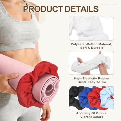 Yoga Mat Scrunchy, Durable & Elastic Fabric Yoga Mat Strap Band - color: White