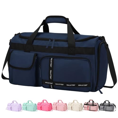 MAXTOP Large Gym Bag for Women Men Duffle Bag With Wet Dry Separation - color: Dark Blue, style: Gym Bag