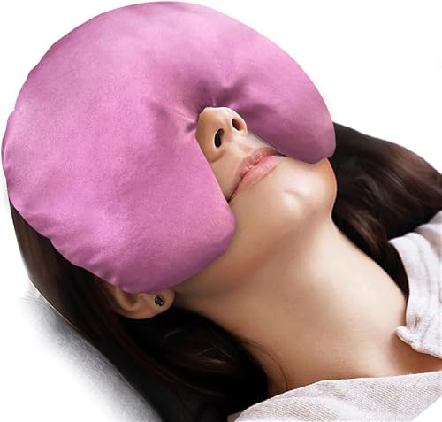 Atsuwell Sinus Mask Microwavable, Heated Eye Masks for Dry Eyes, Pink - color: Pink