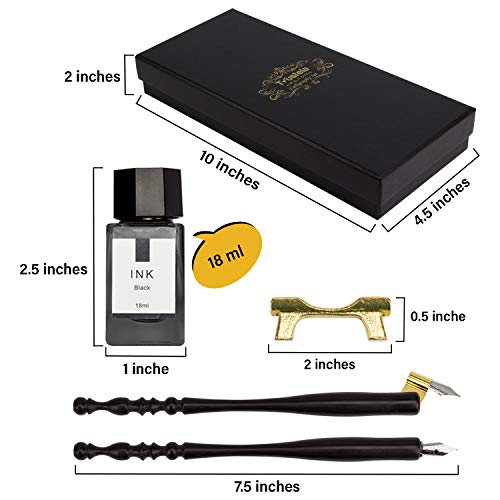 Calligraphy Set for Beginners, Dip Pen Set with 19 Nibs, Oblique Pen Holder, Wooden Pen Set