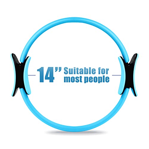 RitFit Pilates Ring 14 Inch Magic Fitness Circle for Inner Thigh Toning | Bonus Workout Guide & Storage Bag Included, Lightweight & Portable, Pilates Yoga Full Body Toning - style: Blue