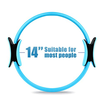 RitFit Pilates Ring 14 Inch Magic Fitness Circle for Inner Thigh Toning | Bonus Workout Guide & Storage Bag Included, Lightweight & Portable, Pilates Yoga Full Body Toning - style: Blue