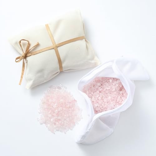Weighted Eye Pillow with Rose Quartz Fill, Silk Satin Sleep Mask, Meditation & Yoga Eye Cover, Light-Blocking Eye Mask for Rest, Relaxation & Mindful Use - color: Pink