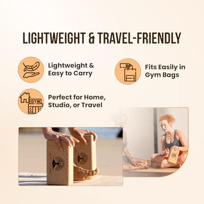 Cork Yoga Block – Single Eco-Friendly, High-Density, Slip-Resistant Yoga Accessory for Stability and Comfort