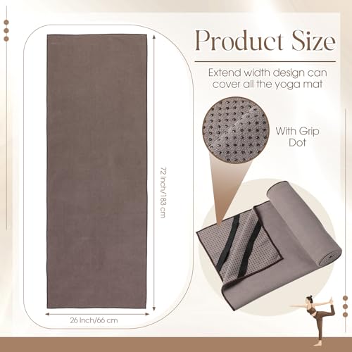 Hahafelt 3 Pack Hot Yoga Mat Towel Non Slip, Beige Dark Gray Coffee - color: Beige Dark Gray Coffee