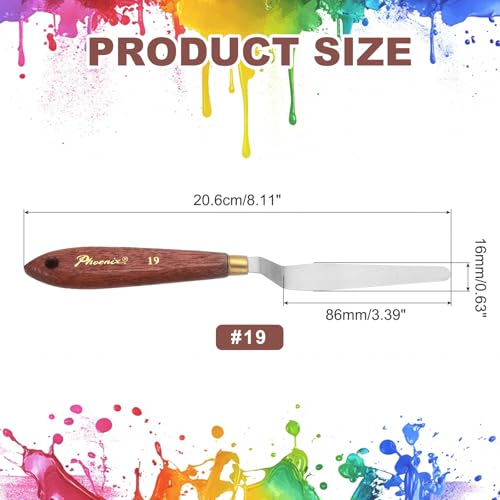 MECCANIXITY Pack of 1 Palette Knife No.19, 8.1" Long Palette Knives with Stainless Steel Flexible Spatula Pallet Knife and Wood Handle for Scraping, Mixing, Oil Acrylic Painting Canvas - style: No.19