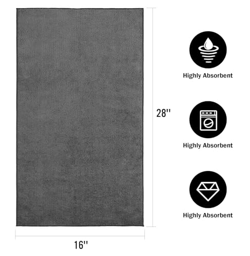 Orighty 6-Pack Grey Hand Towels, 16x28 inch Microfiber Gym Towels - color: Grey, size: Pack of 6