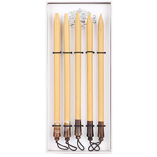 AYNEFY Comic Dip Pen Set, 5Pcs Wooden Handle Calligraphy Dip Pen Set with 5 Nibs Artist Cartoon Pen Set Cartoon Painting Tool Manga Dip Pen Signature Pen (Bamboo Tip Set) - size: Natural Bamboo Tip Set