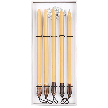 AYNEFY Comic Dip Pen Set, 5Pcs Wooden Handle Calligraphy Dip Pen Set with 5 Nibs Artist Cartoon Pen Set Cartoon Painting Tool Manga Dip Pen Signature Pen (Bamboo Tip Set) - size: Natural Bamboo Tip Set