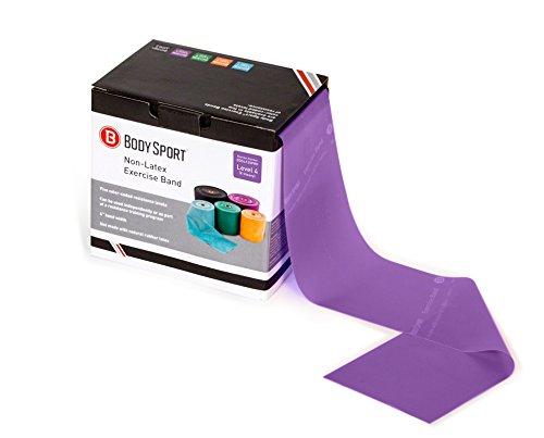 Body Sport Exercise Band, 25 yd. x 4 in. Roll - Home & Gym Fitness Equipment for Stretching, Strength Training & Physical Therapy - color: Purple