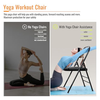 INNOLIFE Yoga Auxiliary Chair - Backless, Relieve Neck & Back Pain, Abs & Core Training, Balance Handstand, Flexibility & Strength