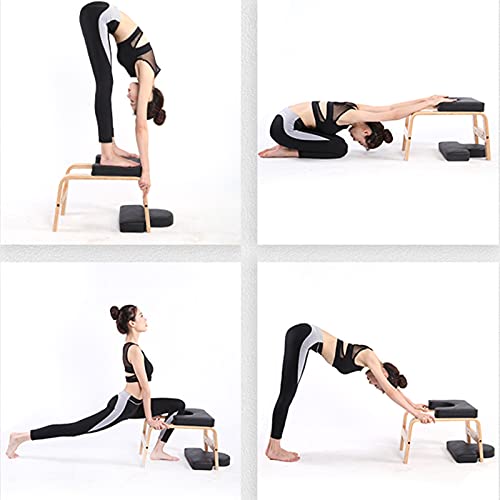 C-CHAIN Balanced Yoga Headstand Bench - Ideal for Workout, Fitness and Gym, for Both Beginner and Experience Yogis - Wood and PU Pads - Relieve Fatigue and Build Up Body - color: Black