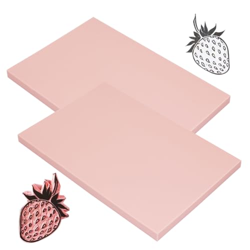 Rubber Stamp Carving Blocks 4"x6" Pink Rubber Carving Blocks Soft Linoleum Blocks for Stamp Maker Printmaking Supplies (2 Pack-4x6Inch)