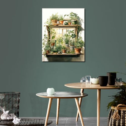 Paint by Number for Adults Green Plant, Paint by Numbers Kit for Adults Leaf, DIY Acrylic Paint by Numbers Kits on Canvas Potted, Acrylic Painting Kits Art Crafts 16"x20"(Frameless) - color: Green Plant