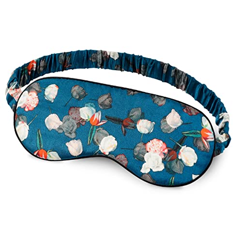 OLESILK 100% Natural Mulberry Silk Sleep Eye Mask Block Out Light, Fashion Printed Eye Mask Blindfold for Women Men Full Night Sleeping, Chic Eye Cover Eyeshade, Pattern 1 - color: Pattern 1