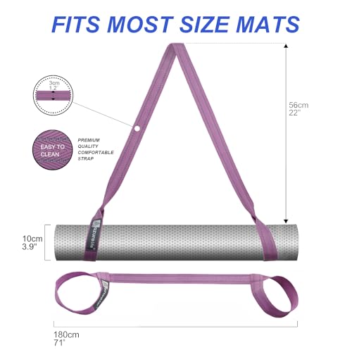 A AZURELIFE [MAT NOT Included] Yoga Mat Sling, Yoga Mat Straps for Carrying, Easy-Cinch Yoga Mat Holder Strap - color: #1-purple