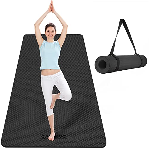 CAMBIVO Extra Wide Yoga Mat for Women and Men (72"/84"x 32"x 1/4") TPE Workout Mat, Non-slip Large Exercise Fitness Mat for Yoga, Pilates, Workout - color: Dark Black, size: 72" x 32" x 6mm