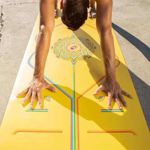 Liforme Travel Yoga Mat - Patented Alignment Design, Advanced Non-Slip Grip - color: Yellow