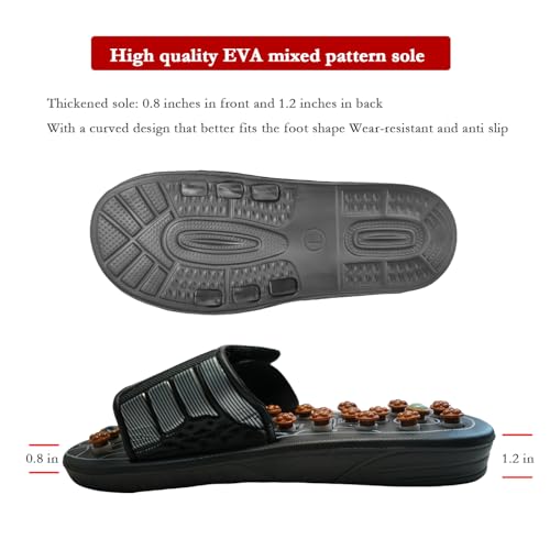 Acupressure Sandals,Acupressure Foot Massager with Anti-Slip Sole,Plantar Fasciitis Relief with Imitate Person Rotation Finger Pressure (Black, S-Women(5.5-7)/Men(4.5-6)) - color: Black, size: S-Women(5.5-7)/Men(4.5-6)