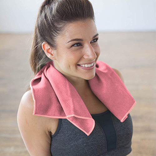 Shandali GoSweat Non-Slip Hot Yoga Towel with Super-Absorbent Soft Suede Microfiber in Many Colors, for Bikram Pilates and Yoga Mats. - color: Lemonade Pink, size: 26.50" x 16.00"