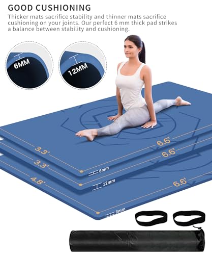 nuveti Large Exercise Mat (6'x 3'), Extra Wide Workout Mat for Men and Women, Yoga Mat Thick 1/4 Exercise Mats Non-Slip, Non-Toxic, Large Fitness Mat Perfect for Barefoot Exercise (Yoga, Pilates, Stretching, Meditation) - color: Blue, size: 78"L x 39"W x