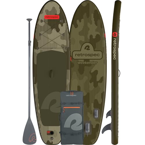Retrospec Weekender Inflatable Stand Up Paddle Board Includes Paddle, Pump, and Accessories 10’6” Lightweight iSUP, Puncture Resistant Inflatable Paddle Board for Adults - color: Wetlands Camo