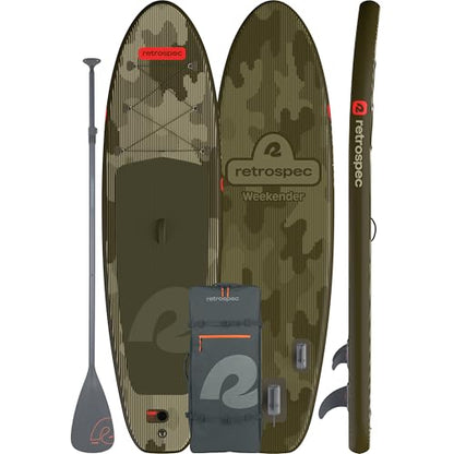 Retrospec Weekender Inflatable Stand Up Paddle Board Includes Paddle, Pump, and Accessories 10’6” Lightweight iSUP, Puncture Resistant Inflatable Paddle Board for Adults - color: Wetlands Camo