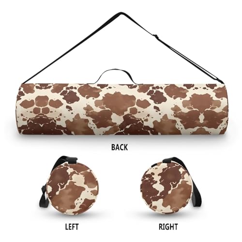 Yoga Mat Bag for Women & Men Full-Zip Yoga Mat Carrier Bag for Class Workout Park with Adjustable Strap - color: Cowhide Spot1