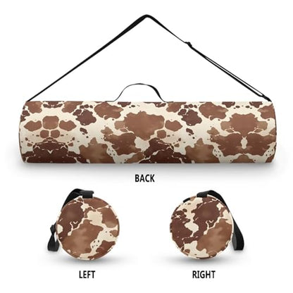 Yoga Mat Bag for Women & Men Full-Zip Yoga Mat Carrier Bag for Class Workout Park with Adjustable Strap - color: Cowhide Spot1