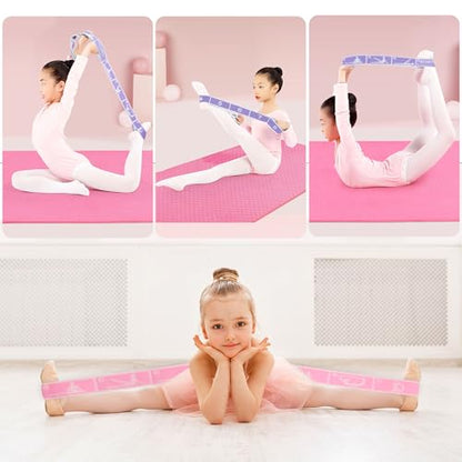 2 Pcs Kids Stretch Bands Dance Stretching Straps for Children Gymnastics Equipment Dance Training Elastic Band for Kids Multi-Loop Numbered Stretch Band for Ballet Cheerleading-8 Loops