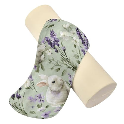 Bolster Pillow Neck Pillow Round Soft Health Memory Foam Pillows Long Cylindrical Body Pillow with Removable Cover Cute Back Yoga Bunny Lavender Flowers Green 17" x 5.5" - color: Bunny Lavender Flowers Green