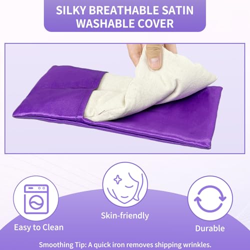 Lavender Weighted Eye Pillow for Relaxation, Yoga, Sleeping, Lavender Eye Mask with Natural Flaxseeds & Lavender for Headache, Sinus, Dry Eyes Relief, Meditation Accessories with Aromatherapy, 6PK