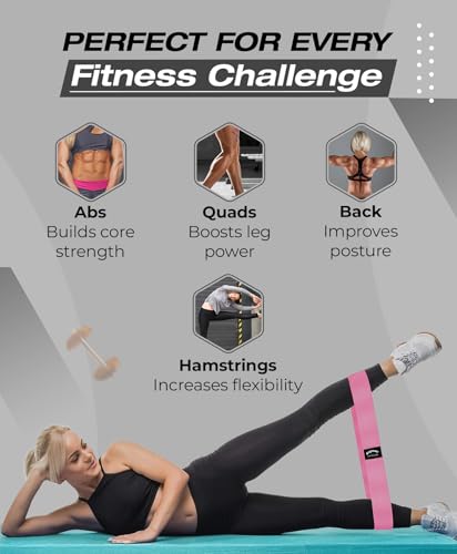 Bingwaah Loop Resistance Exercise Bands – Fabric & Elastic Sets of Exercise Bands for Strength Training - Rehab, Yoga, Pilates & Home Workout with Instruction Guide