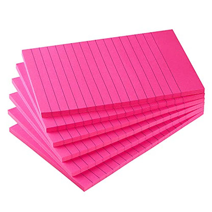Early Buy Lined Sticky Notes, 4x6 in, 6 Pads, 45 Sheets/Pad (Rose Red) - color: Rose Red