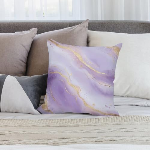 Purple Marble Decorative Throw Pillow Covers 18x18 Inch - color: Purple Marble