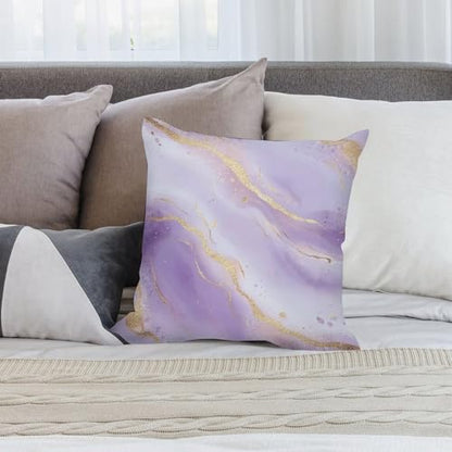 Purple Marble Decorative Throw Pillow Covers 18x18 Inch - color: Purple Marble