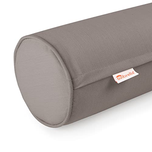Austin Horn Classics Sunbrella Set of 2 Zippered Neck Bolster Pillow, Made with Sunbrella Fabric, Cylinder Pillows, for Couch & Bed, Decorative Round Throw Pillow, Back & Neck Support (Charcoal Grey) - color: Charcoal Grey, size: Medium