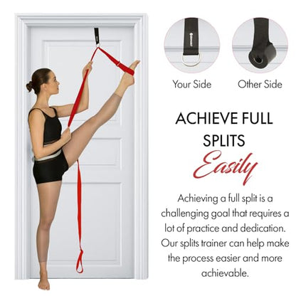 Stretching Strap with Door Anchor for Splits and Flexibility Training - color: Red