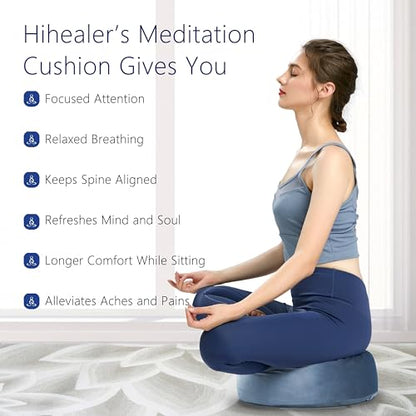 Hihealer Meditation Cushion, Traditional Tibetan Velvet Meditation Pillow - color: Blissful Pink & Aqua