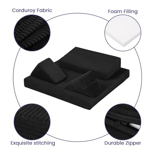 Meditation Cushion, Meditation Mat with Knee Support, Black - color: Black, size: 24X24X2 Inch