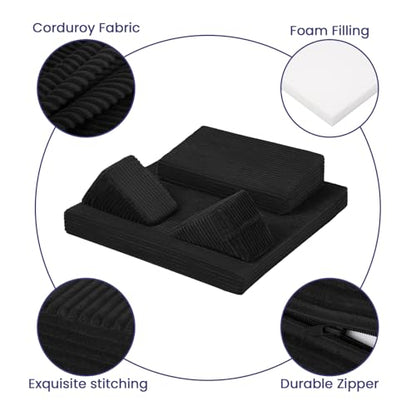 Meditation Cushion, Meditation Mat with Knee Support, Black - color: Black, size: 24X24X2 Inch