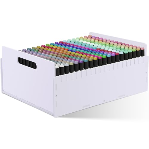 Marker Organizer 300 Slots Marker Storage Holder for Colored Pens Pencils Art Brushes Desktop Storage Rack with Divider Adjustable Pencil Holder for Desk Organizer - size: 17.52 inches, style: 300 Slots Style