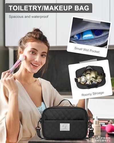 Gym Duffle Bag for Women with Shoe Compartment Waterproof Travel Tote Bags Personal Item Carry On Weekender Overnight Bags with Toiletry Bag Swimming Yoga Bags Hospital Holdalls Black - color: C7-Grid-Back