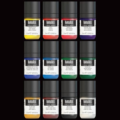 Liquitex Acrylic Gouache Paint Set, 12 x 22ml (0.74-oz), Essentials | Ultra pigmented, low viscosity, flat matte finish, no brush strokes, permanent & non-cracking & perfect for color-blocking - style: Essentials Set 12 x 22ml (0.74-oz)