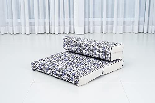 Leewadee Foldable Floor Mattress – 2 in 1 Floor Meditation Mat for Yoga and Relaxation, Seating Futon with Kapok - color: El1 - Blue