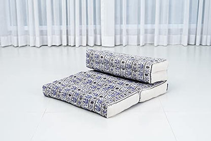 Leewadee Foldable Floor Mattress – 2 in 1 Floor Meditation Mat for Yoga and Relaxation, Seating Futon with Kapok - color: El1 - Blue