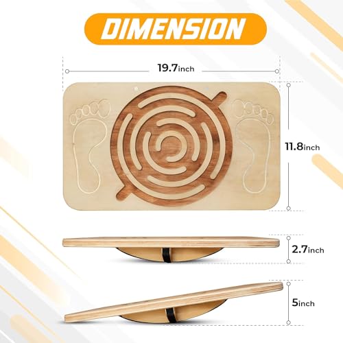 Yes4All 350LBS Professional Wooden Balance Board for Leg Workout, Anti-Slip Rocker Board, Wobble Board for Standing Desk - color: D. Maze Game