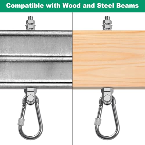 SELEWARE 6Pcs Heavy Duty Swing Hangers, 1500LB Capacity Stainless Steel Swing Set Hooks for Wood/Steel Beam, 5" x M2/5" Porch Swing Hardware for Playground Swing Hammock Chair Yoga Silk Punching Bag - color: 6 Pack Swing Hangers (5" X M2/5" Threaded Rod)